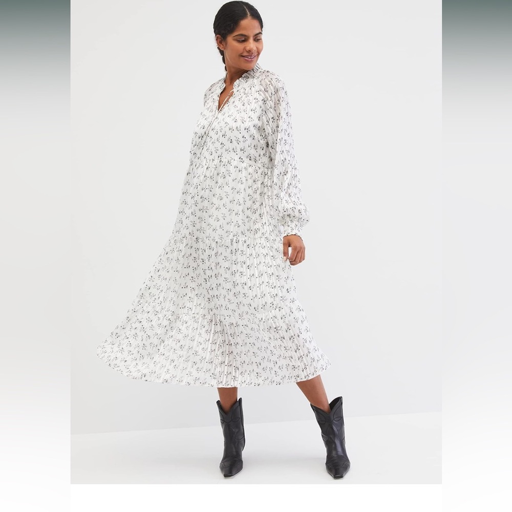 Motherhood Maternity Shadow Long Sleeve Ruffle Tier Maternity Maxi Dress XL NWT